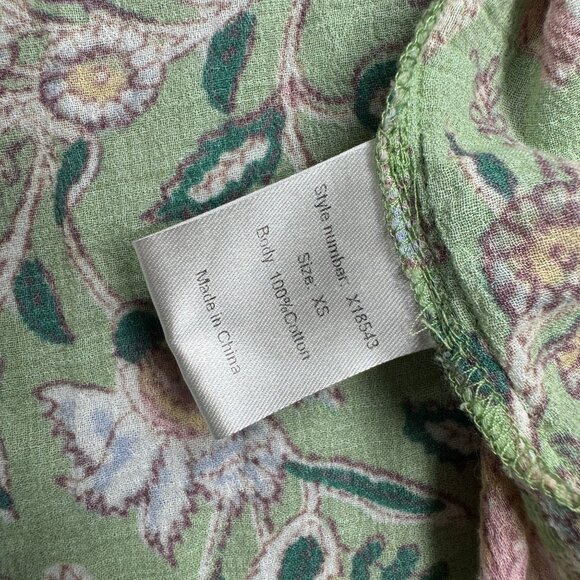 Xirena Emryn Jade Green Floral Blouse Boho Peasant Top Cottagecore Feminine XS - Picture 6 of 8